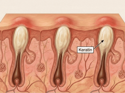 Follicular keratin plug mechanism